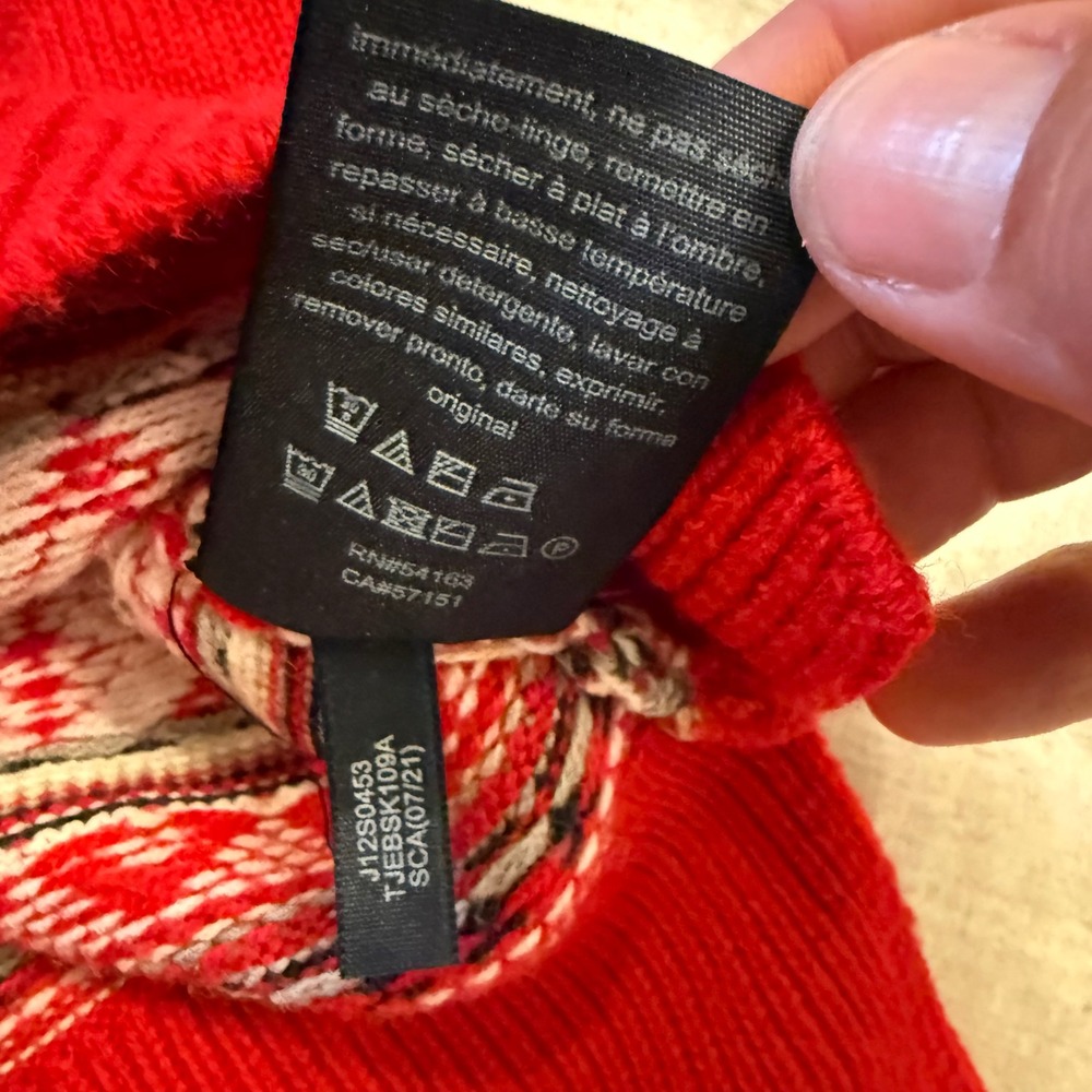 Tommy‎ Hilfiger Women's Red Fair Isle Sweater Large Winter Holiday - Picture 8 of 8